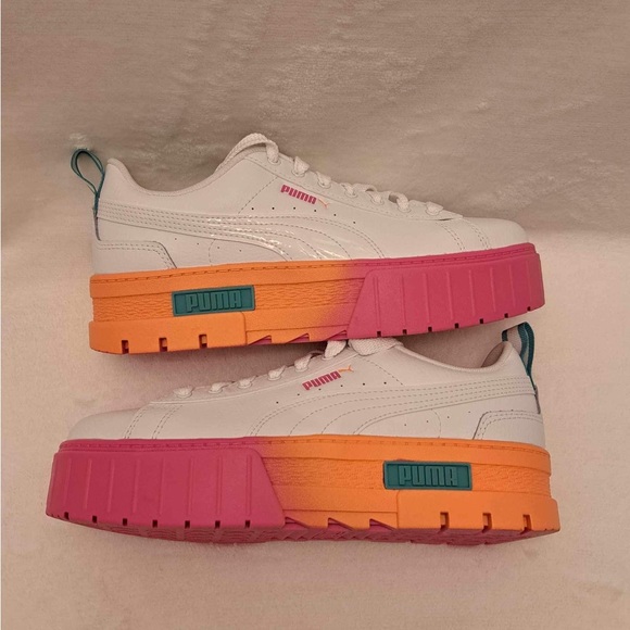 Puma Shoes - Puma Mayze Daybreak White/Pink Grade School Girls’ Shoe/Women’s 8.5